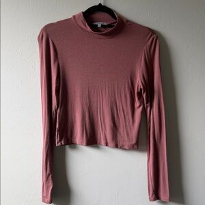 CHARLOTTE RUSSE Dusty Pink Mock Neck Long Sleeve Top Size Medium